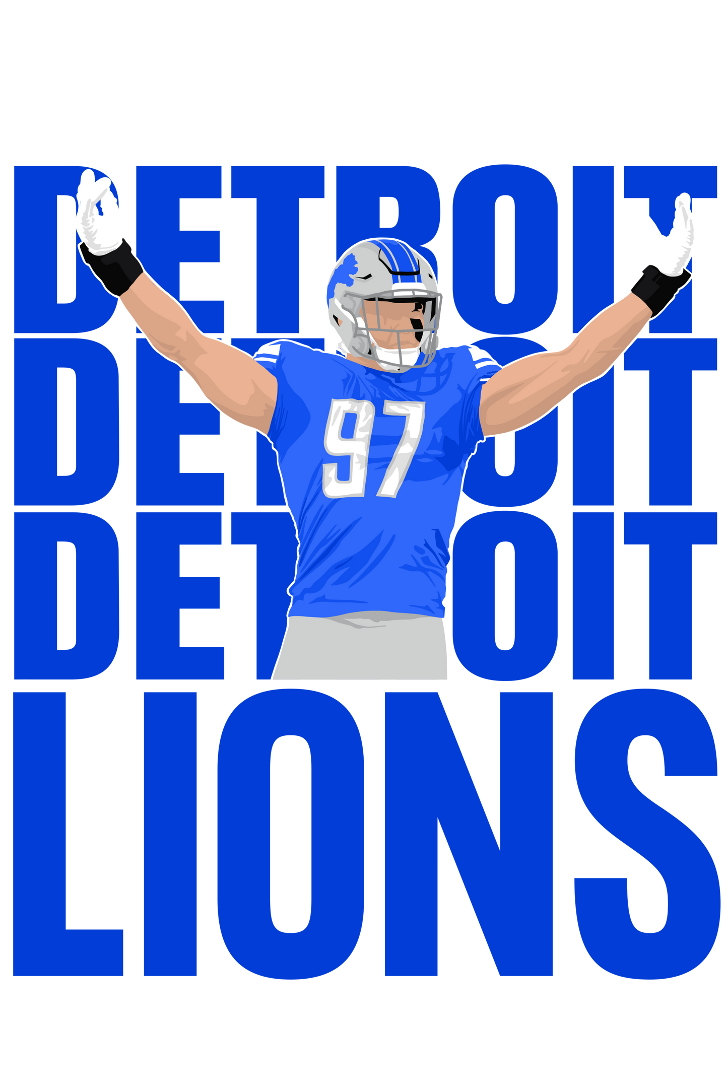 all blue Det Lions hands up dtf transfer