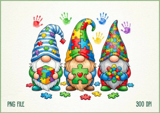 Puzzle gnomes dtf transfer