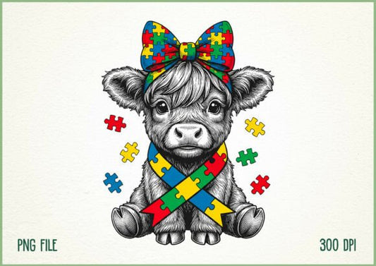 Autism puzzle cutie dtf transfer