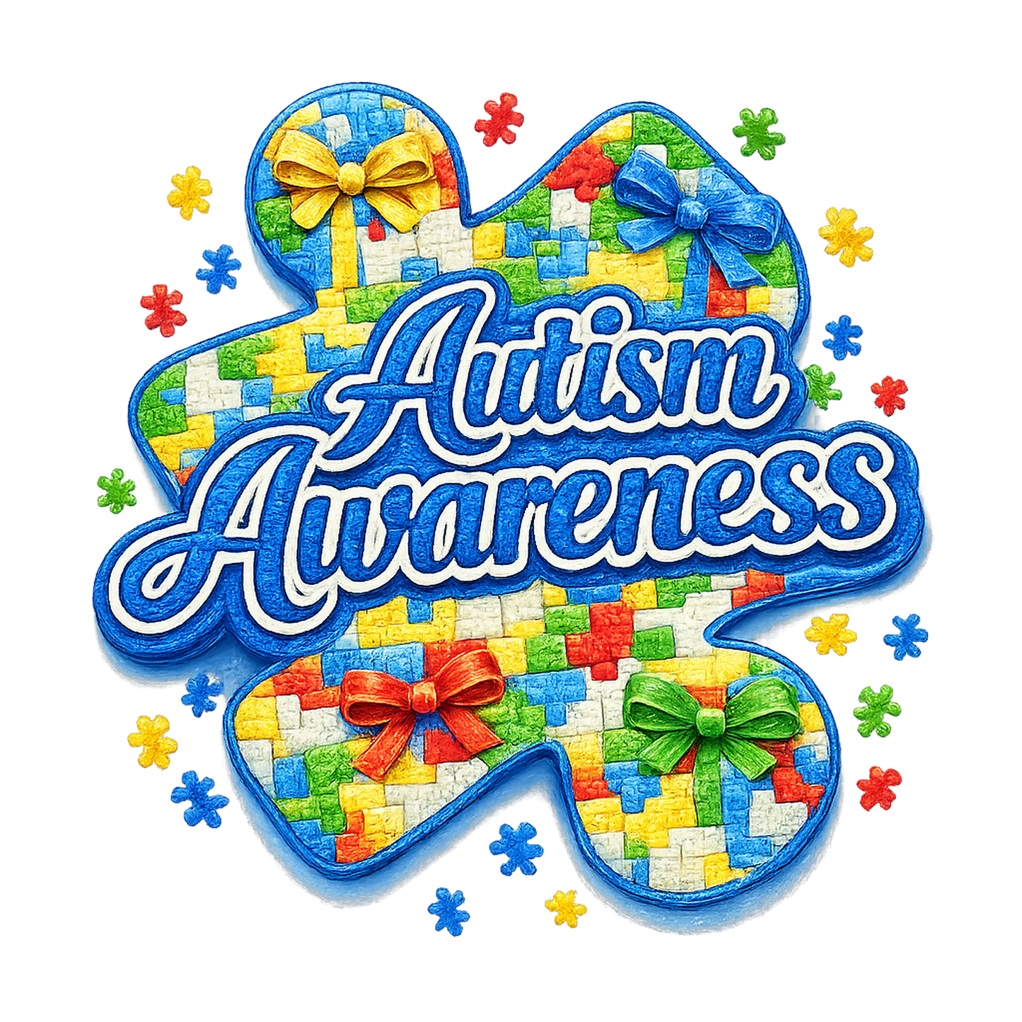 Faux yarn autism awareness dtf transfer