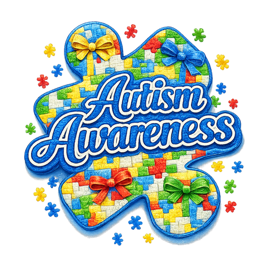 Faux yarn autism awareness dtf transfer