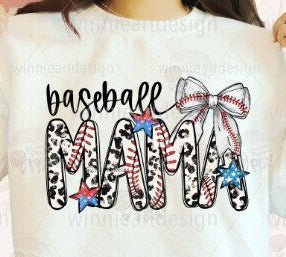 Baseball Bow Mama Stars