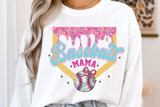 Ice Cream Drip Baseball Mama