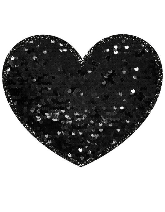 Black Faux Sequin heart Dtf transfer