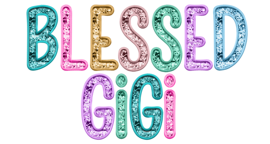 faux sequin blessed gigi transfer