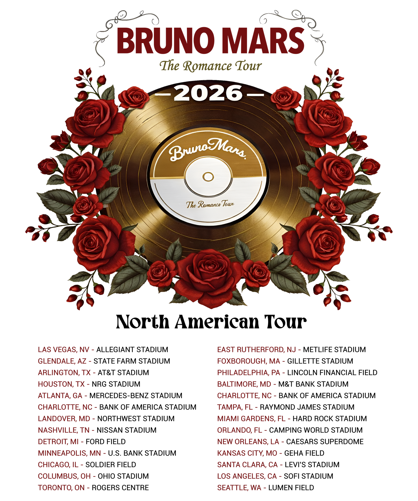 Bruno Mars tour dates Dtf transfer