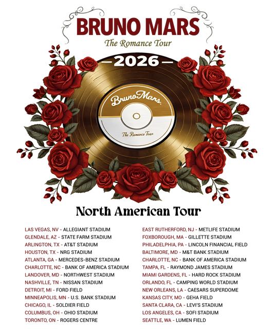 Bruno Mars tour dates Dtf transfer