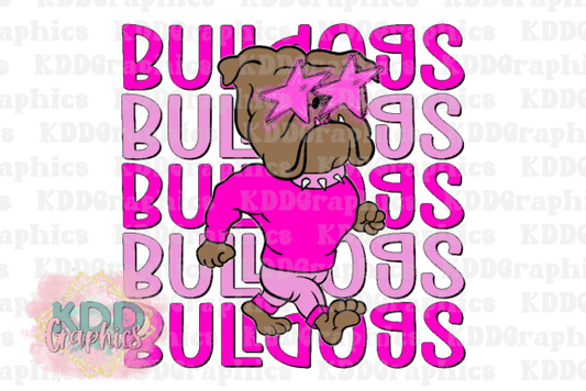 Stacked Pink bulldogs Mascot
