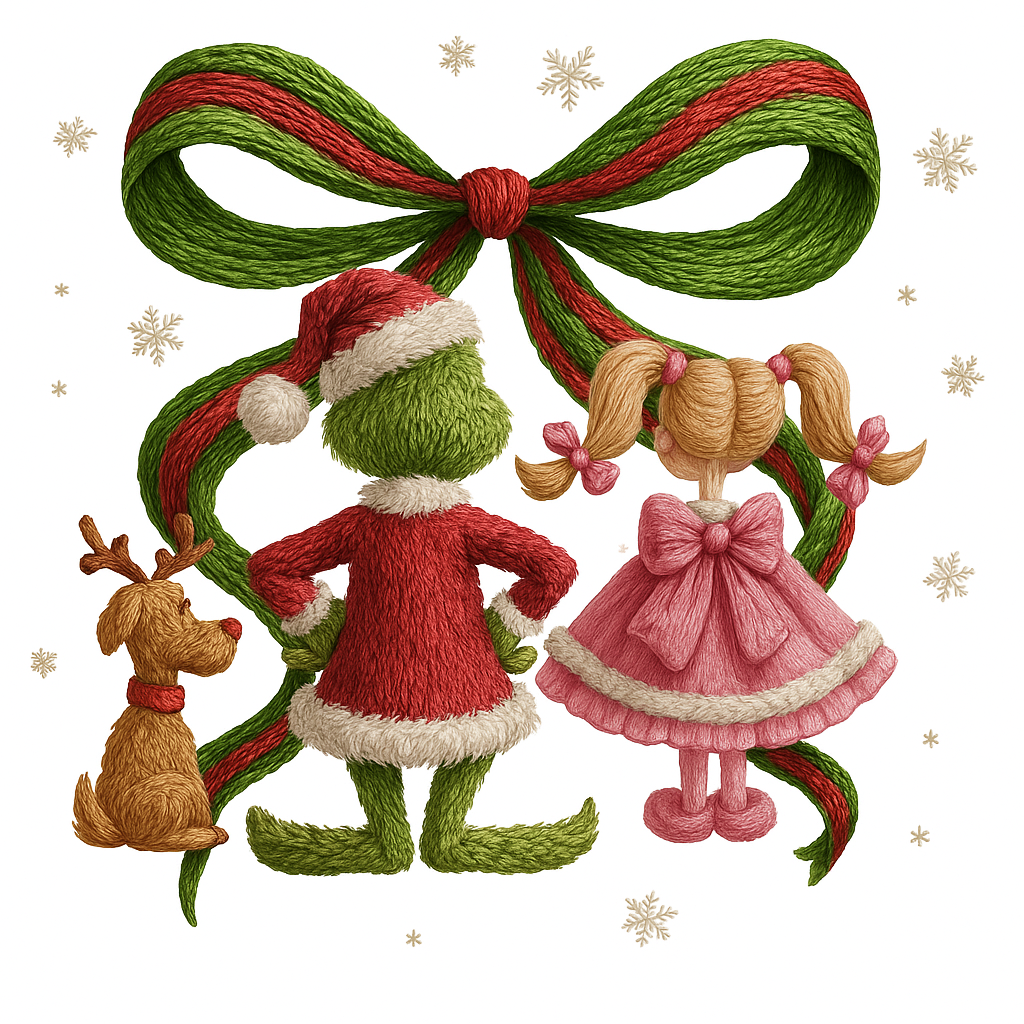 Faux yarn grinch bow - Hur&Co.