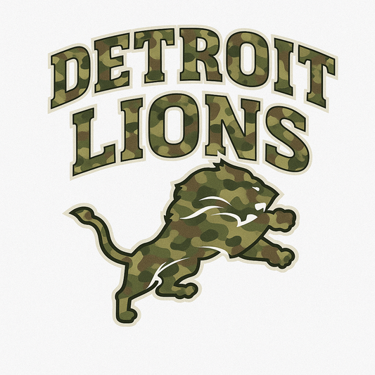 Detroit Lions Camo white outline