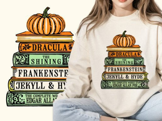 Halloween books dtf transfer