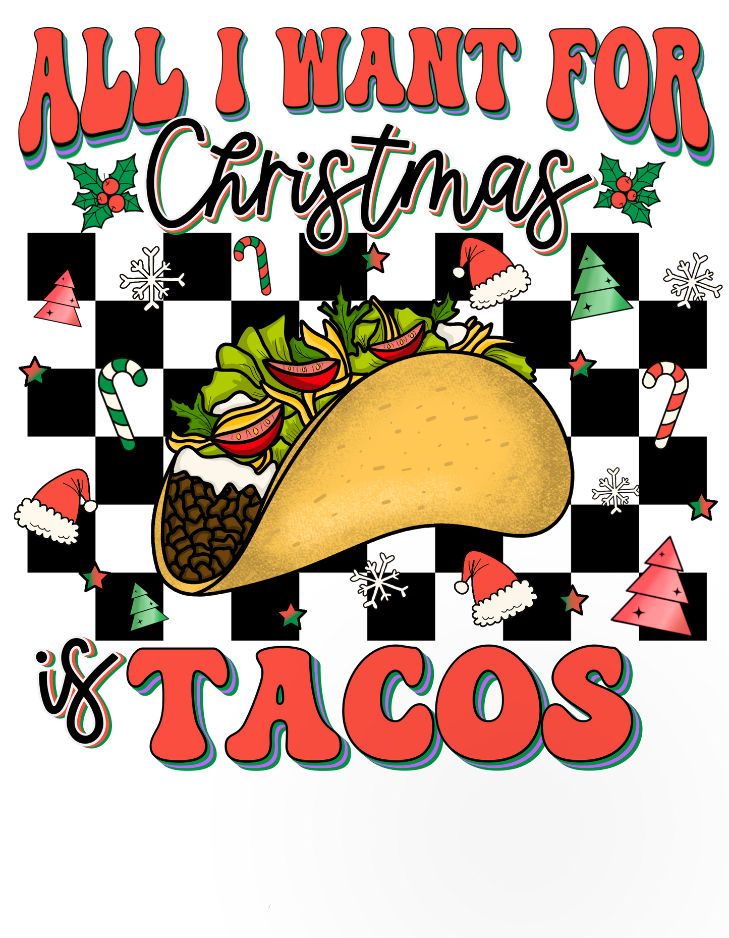 Tacos 4 Xmas dtf transfer