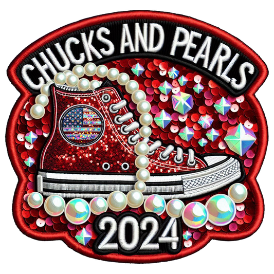 Faux Chucks and pearls red dtf transfer