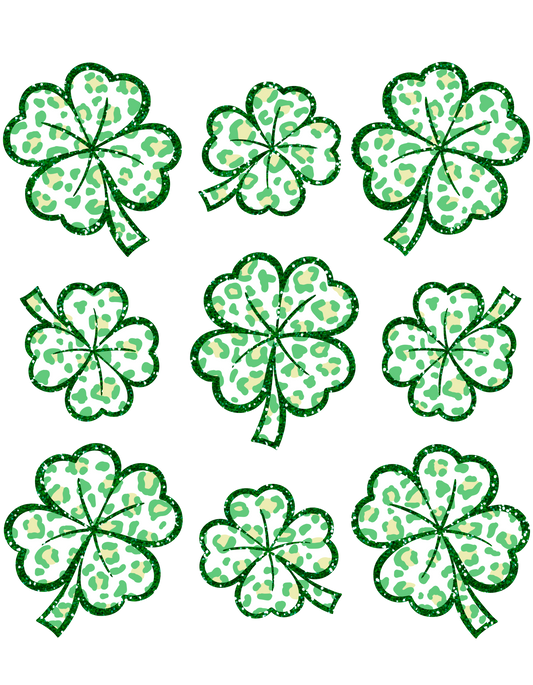 faux green clovers Dtf transfer