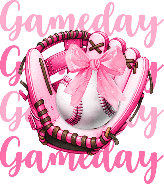 Pink GameDay baseball dtf transfer