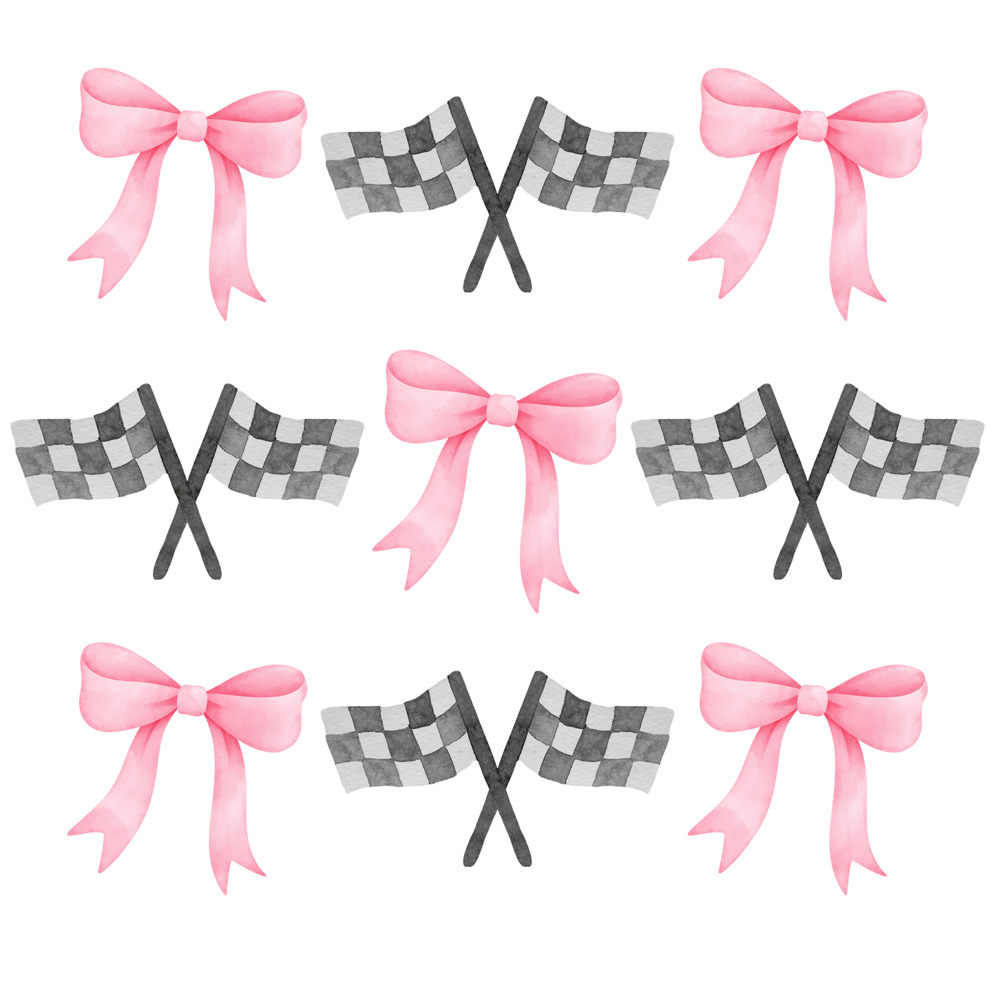 Race flag & bows  dtf transfer