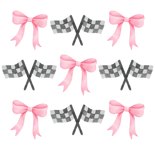 Race flag & bows  dtf transfer