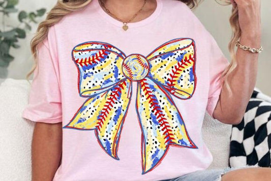 Coquette softball and baseball bow