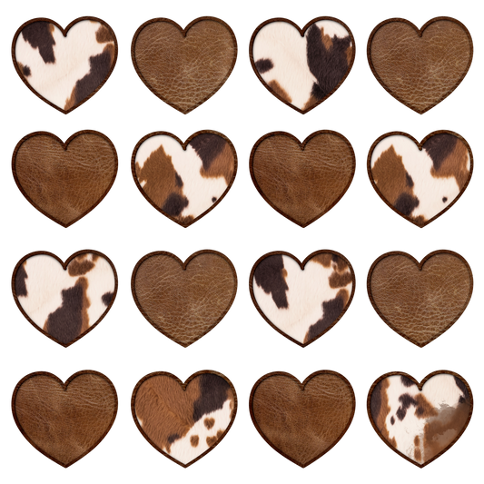 Cowhide hearts dtf transfer