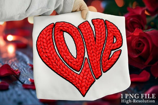 Faux chenille love heart dtf transfer