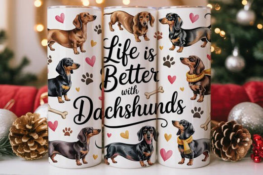 Life is better with dachshunds uv dtf transfer