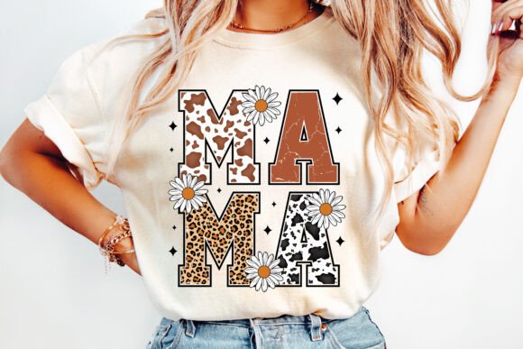 Mama sunflowers cow print dtf transfer