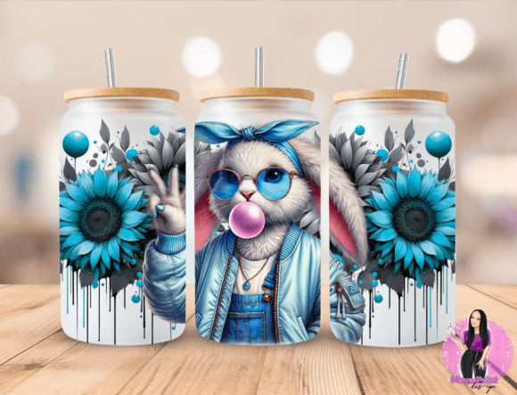 Libbey 16oz Cup UV Blue bunny