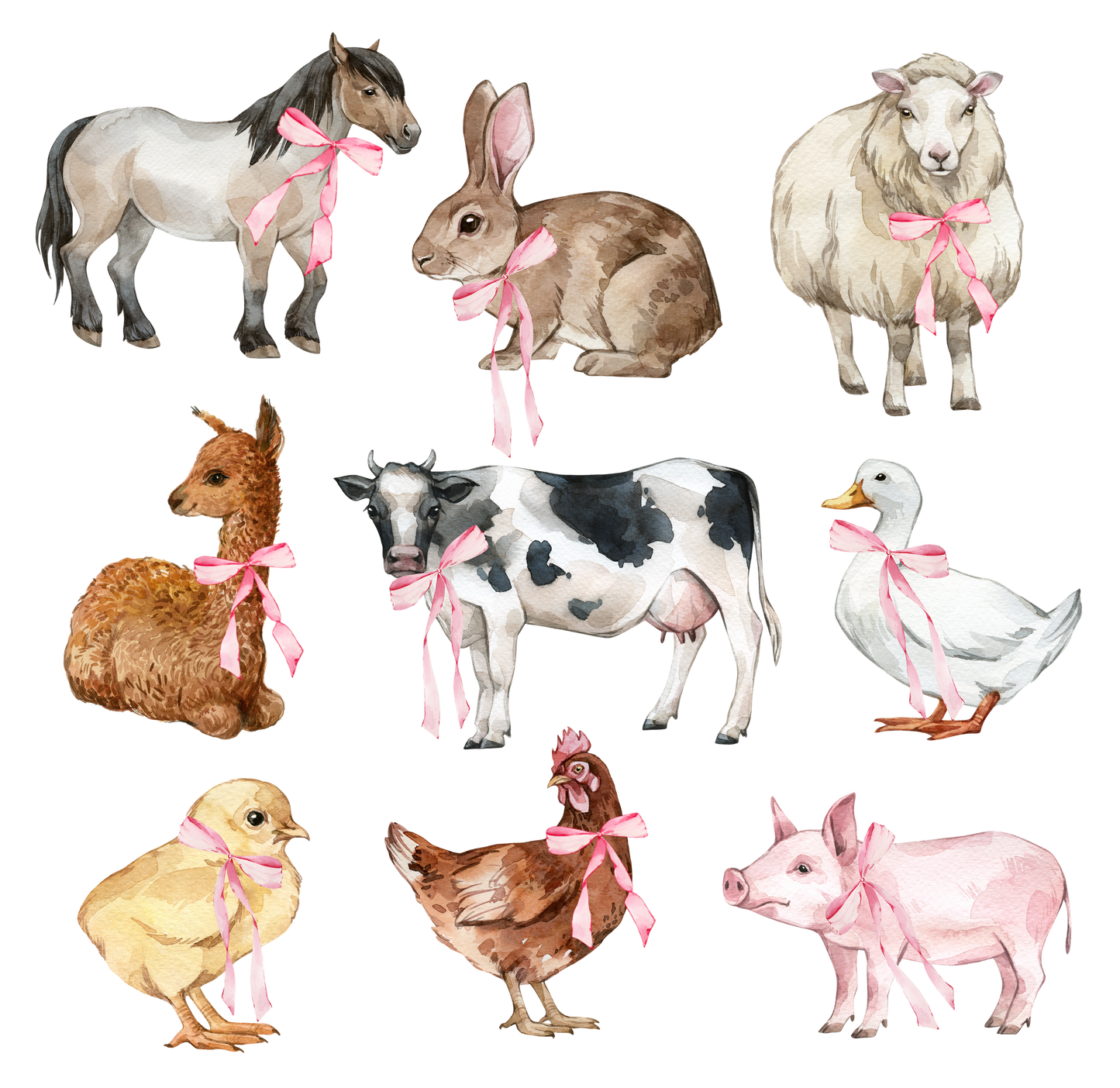 Coquette farm animals dtf transfer