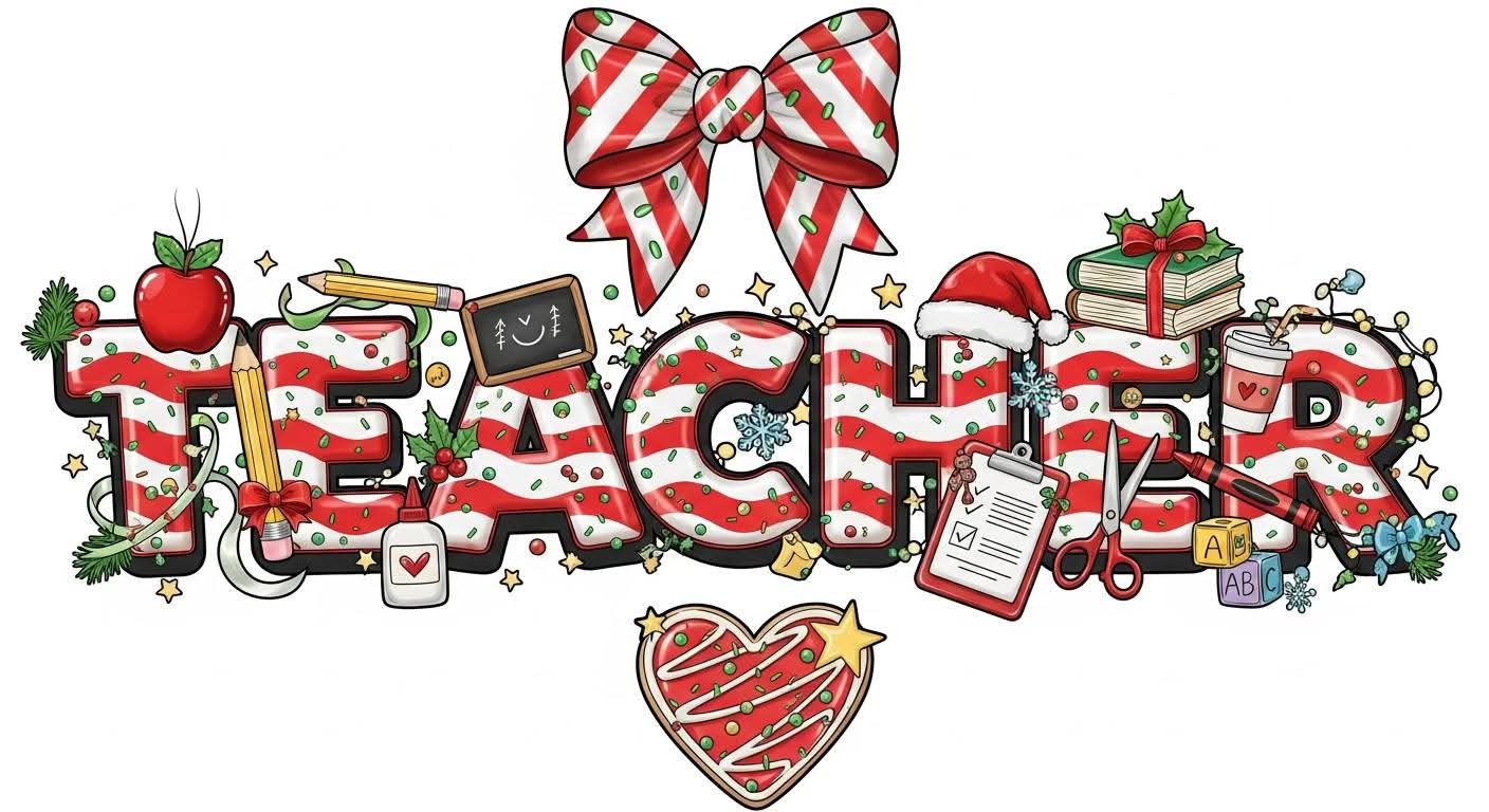 Teacher Christmas color bow - Hur&Co.