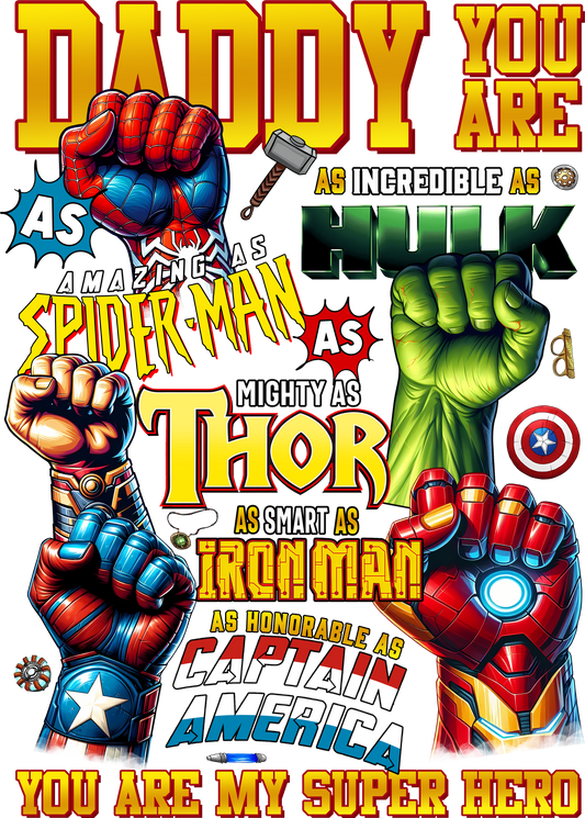 Superhero Dad dtf transfer