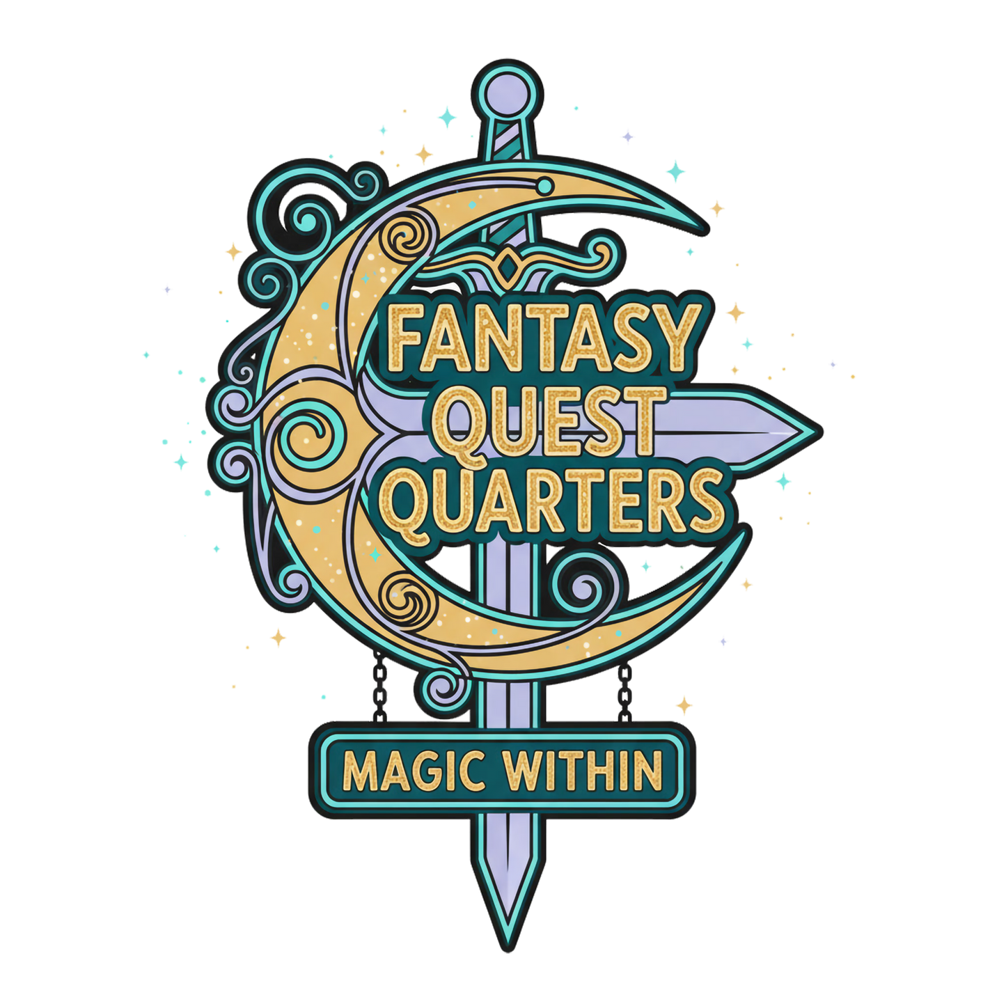 fantasy quest quarters Uv DECAL (4in)