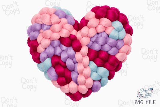 Faux yarn colorful heart dtf transfer