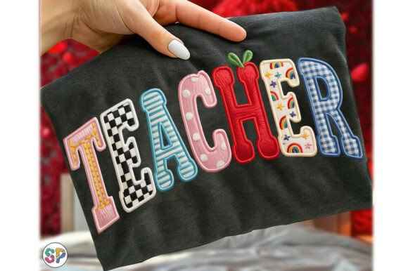 Teacher faux patch dtf transfer