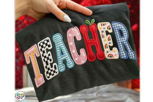 Teacher faux patch dtf transfer