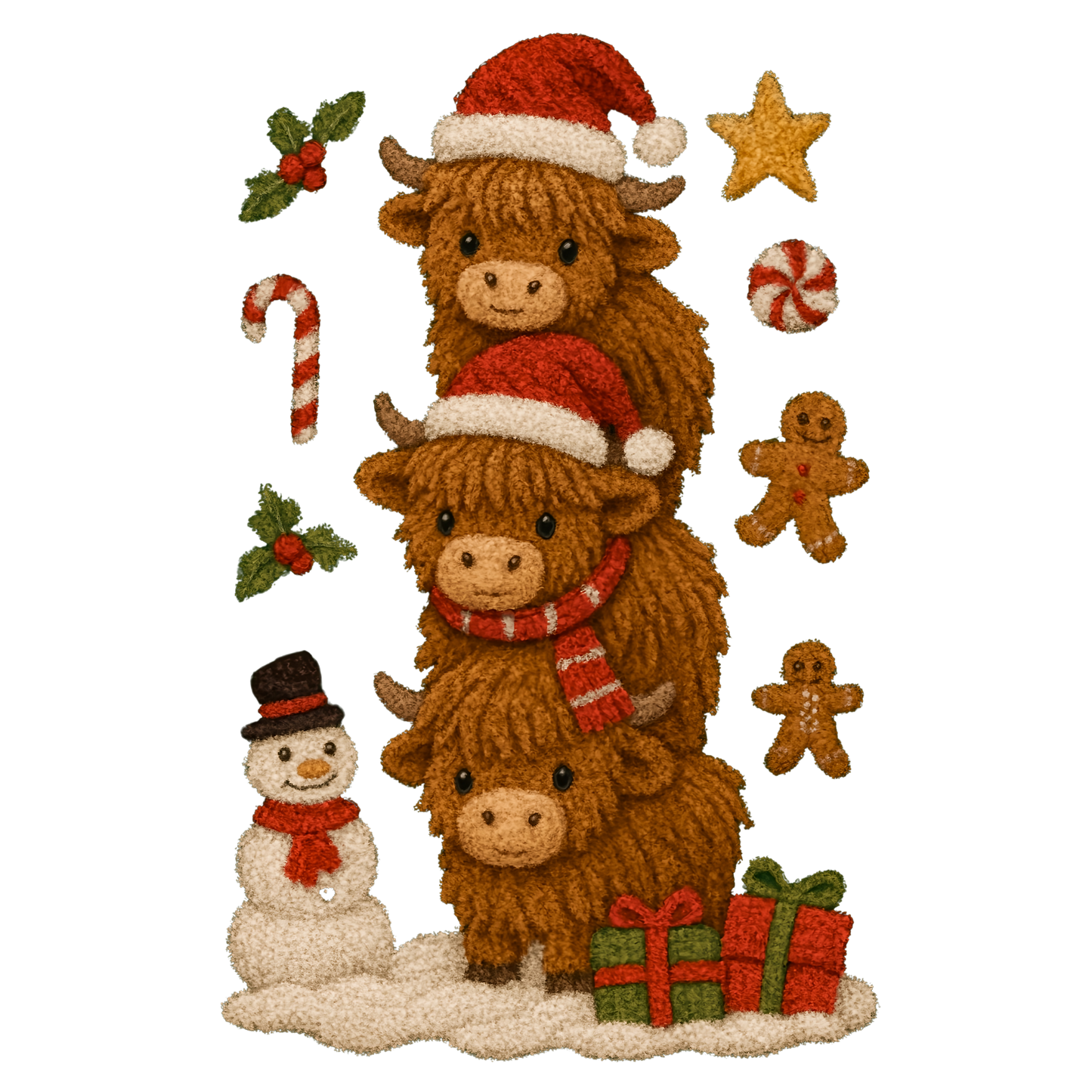 Highland cows snowman faux yarn - Hur&Co.