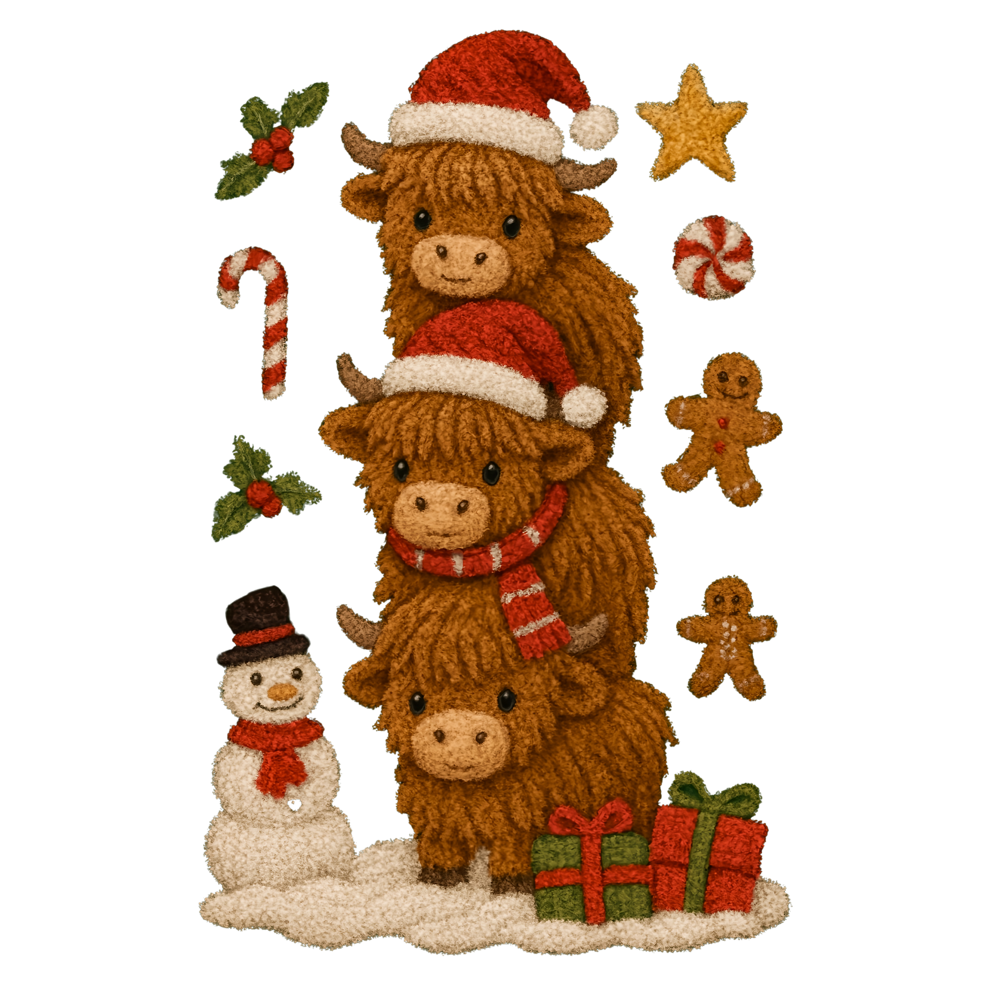 Highland cows snowman faux yarn - Hur&Co.