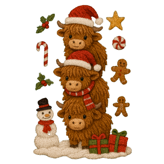 Highland cows snowman faux yarn