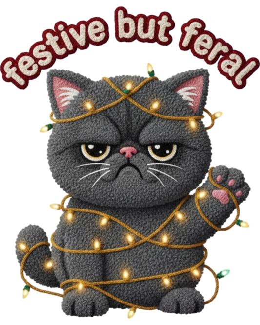 Cat festive faux yarn