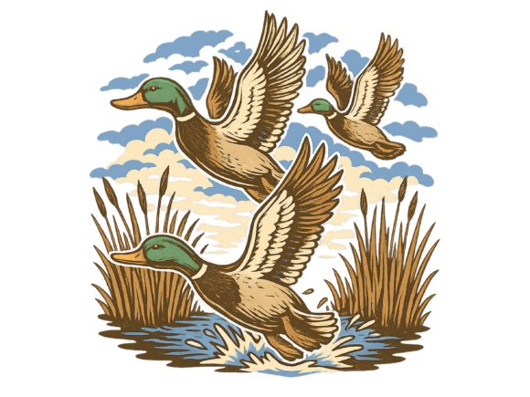 Ducks flying UV DECAL (4IN)