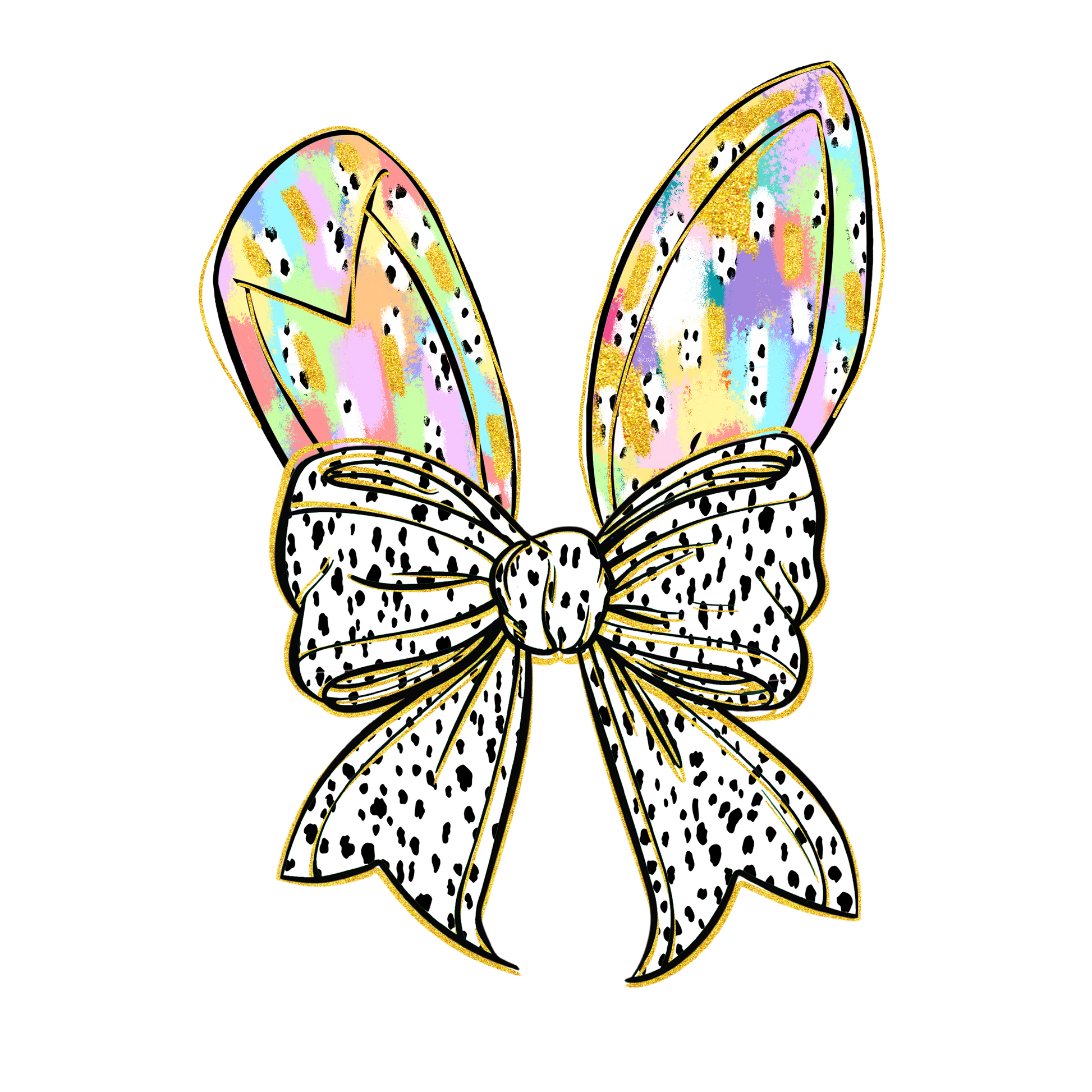 Colorful butterfly with a polka dot bow on a white background