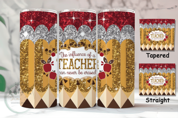 Teacher-themed tumbler set with decorative design and text on a neutral background