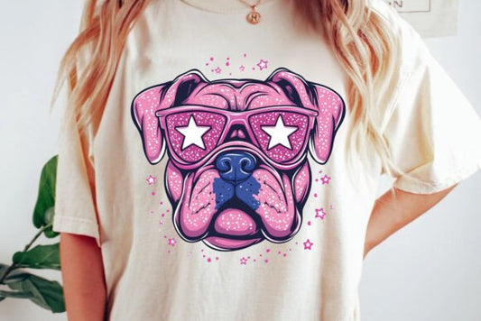 Faux glitter pink bulldog