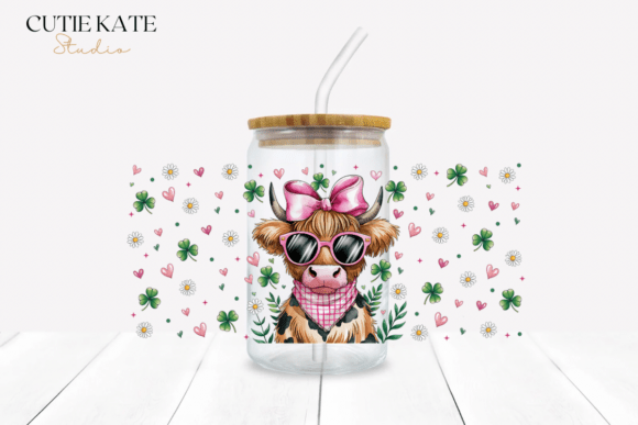 Libbey 16oz Cup UV ST Patrick's longhorn