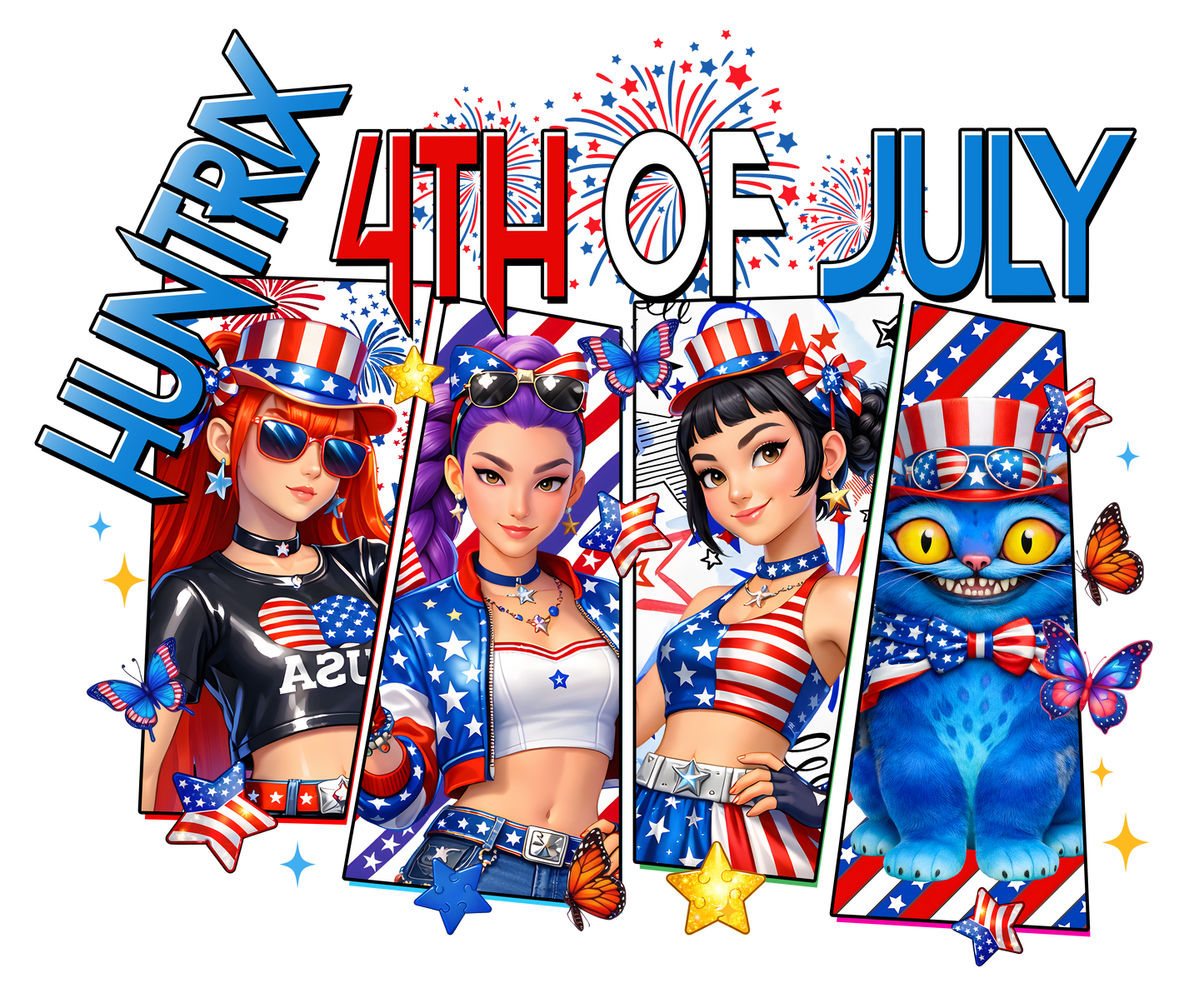 Huntrix 4th of July dtf transfer