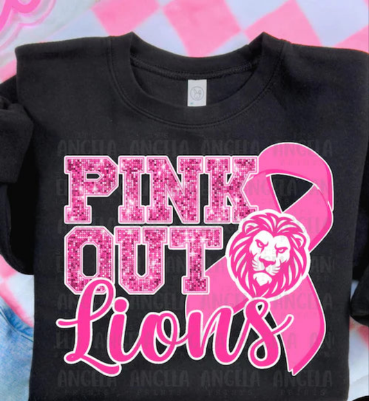 Pink out lions with bow