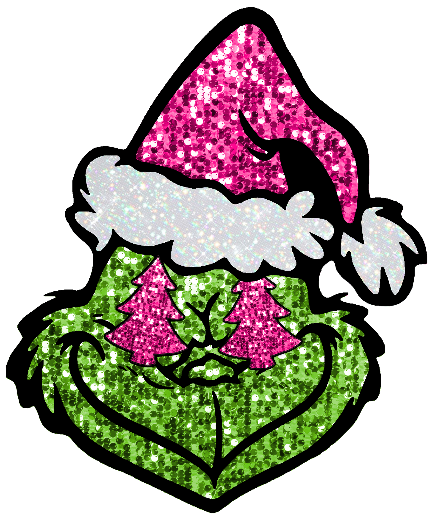 Faux Glitter Grinch Tree Eyes Dtf Transfer