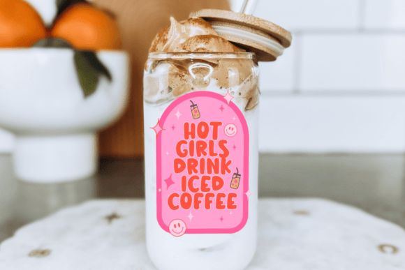 Hot Girls Drink Iced Coffee 16oz Tumbler UV DTF Wrap