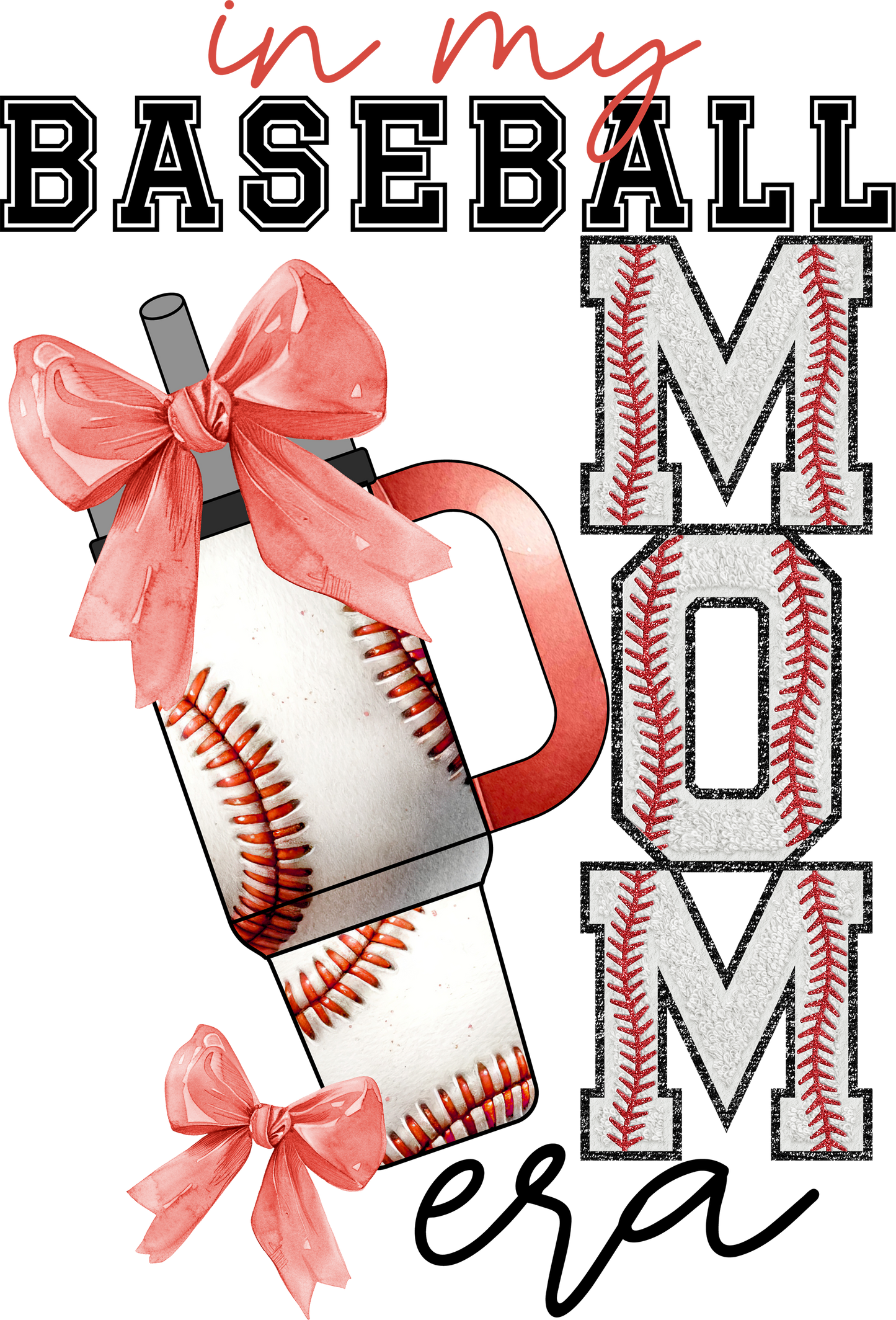 Cup red baseball mom dtf transfer