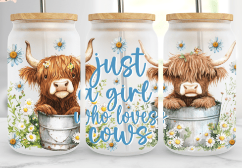 Libbey 16oz Cup UV JUST A GIRL WHO LOVES COW