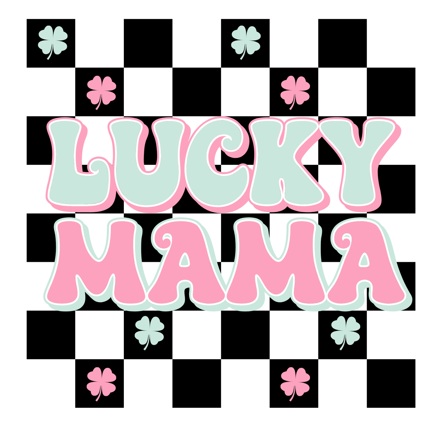 lucky mama checkered dtf transfer